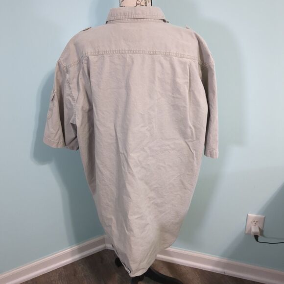 Cabelas Safari Shirt Men's xxLarge Tall Utility Outdoor Workwear Heavy Epaulet - Picture 2 of 5